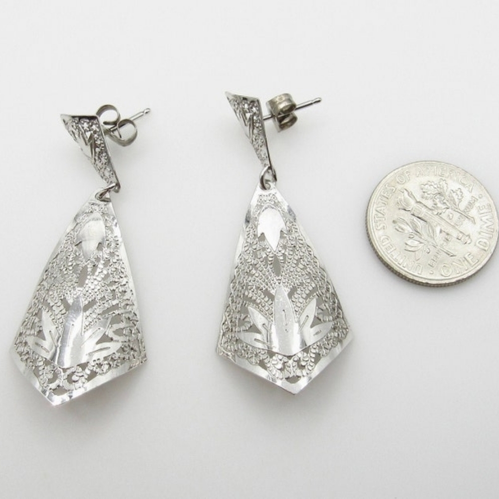 Elegant Silver Plate Drop Earrings